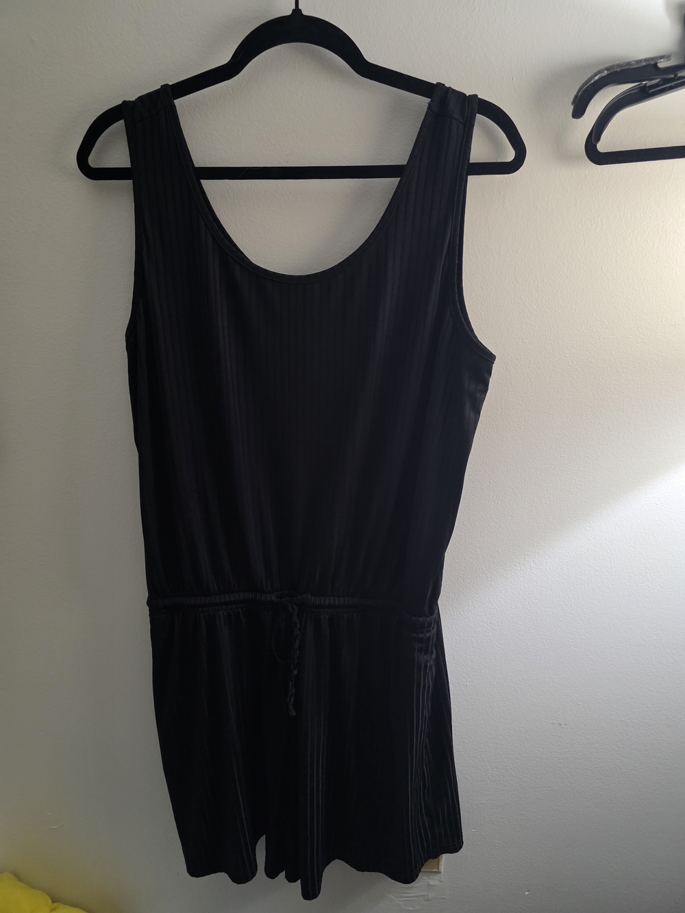 Sleeveless Black Romper with Drawstring Waist